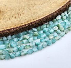 Natural Larimar Smooth Nuggets Shape Beads, Larimar Tumbled Beads, Larimar Smooth Nuggets Gemstone Beads Full Strand 15.5″, PRP846