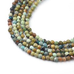 Natural Green Turquoise Faceted Round Gemstone Bead PRP941