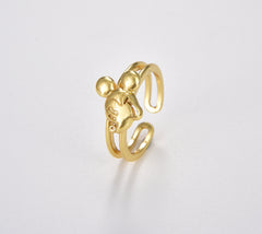 Mouse Ring, Gold Filled Mouse Ring, Stackable Ring, Open Adjustable Ring, Kids Ring, Gift for Her, 21x20mm, RG139