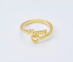 18K Gold Filled Dainty Mama Word Ring, Adjustable Minimalist Ring, Mothers Day Gift, Everyday Stacking Ring, Gift for Her, RG203