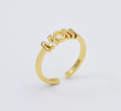 18K Gold Filled Dainty Mom Word Ring, Adjustable Minimalist Ring, Mothers Day Gift, Everyday Stacking Ring, Gift for Her, RG204