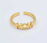 18K Gold Filled Dainty Mom Word Ring, Adjustable Minimalist Ring, Mothers Day Gift, Everyday Stacking Ring, Gift for Her, RG204
