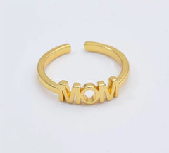 18K Gold Filled Dainty Mom Word Ring, Adjustable Minimalist Ring, Mothers Day Gift, Everyday Stacking Ring, Gift for Her, RG204