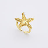 18K Gold Filled Starfish Ring, Summer Beach Adjustable Ring, Stacking Ring, Summer Vacation Jewelry, Bestfriend Gift, Sister Gift Ring, RG212