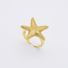 18K Gold Filled Starfish Ring, Summer Beach Adjustable Ring, Stacking Ring, Summer Vacation Jewelry, Bestfriend Gift, Sister Gift Ring, RG212