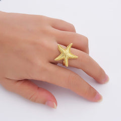 18K Gold Filled Starfish Ring, Summer Beach Adjustable Ring, Stacking Ring, Summer Vacation Jewelry, Bestfriend Gift, Sister Gift Ring, RG212