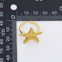18K Gold Filled Starfish Ring, Summer Beach Adjustable Ring, Stacking Ring, Summer Vacation Jewelry, Bestfriend Gift, Sister Gift Ring, RG212