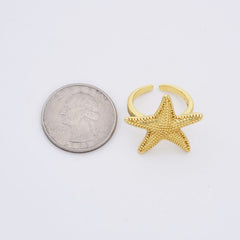 18K Gold Filled Starfish Ring, Summer Beach Adjustable Ring, Stacking Ring, Summer Vacation Jewelry, Bestfriend Gift, Sister Gift Ring, RG212
