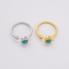 18K Gold Filled Dainty Open Adjustable Turquoise Sun Ring, Rotation Spinning Sun Ring, Stacking Ring, Minimalist Ring, Gift for Her, RG215