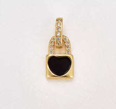 14K Gold Filled Micro Pave Heart lock Enamel Pendant, Cubic PadLock Charms Lock Bracelet Necklace Earring Charms Component, 10x5mm, CP1245
