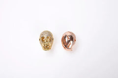 24K Gold Filled SKULL Bead, Micro Pave CZ Skull with Jet, Amethyst, Fire Opal, CZ beads, Black Rhodium Skull Bead, Halloween charm, 16X12MM, BD656
