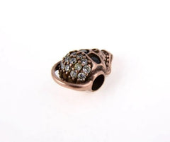 Cubic Zirconia Micro Pave Skull Head Beads Spacer, Antique Tone CZ Skull Bead, DIY, Jewelry Making, 17x12mm, BD677