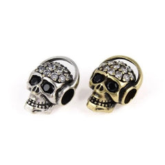 Cubic Zirconia Micro Pave Skull Head Beads Spacer, Antique Tone CZ Skull Bead, DIY, Jewelry Making, 17x12mm, BD677