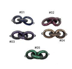 14K Gold Filled Colored CZ 3 Rings Oval Chain Connector, Interconnected Colored CZ Micro Pave Connector, Cubic Zirconia, 37x13mm, CN149