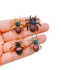 22K Gold Filled Cubic Zirconia Micro Pave Spider Necklace, Tarantula Pendant Black Widow Pendant, Spooky Necklace Halloween Jewelry 27x26mm, CP179