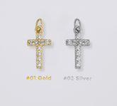18K Gold Filled Small Cross Charm Pendant CZ Micro Pave Small Cross Charm Pendant Cross Necklace Tiny Cross Cubic Zirconia, 11x6mm CP008