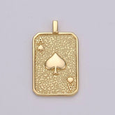 18K Gold Filled Ace of Heart Charm Medallion, CP1281