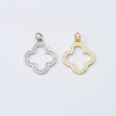 18K Gold Filled Four Leaf Clover Charm, Silver Clover Charm, Good Luck Charm, Lucky Charm Pendant for Necklace Bracelet Earrings Component, CP1782
