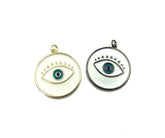 14K Gold Filled Round Enamel Evil Eye Charm, Enamel Evil Eye, Evil Eye Necklace, Evil Eye Charm, Evil Eye Pendant, Evil Eye, 33x28mm, CP678