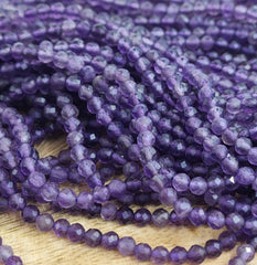Purple Amethyst Beads Grade AAA Genuine Natural Gemstone Round Loose Beads 3mm Bulk Lot Options 15.5" Strand, PRP1006