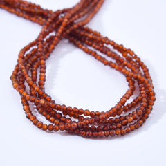 Natural Champagne Garnet Gemstone Round Micro Faceted Beads String 15.5 Inches Long 2.3mm for Jewelry Making and Crafting PRP1008
