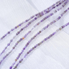 Genuine Natural Amethyst Loose Beads, Grade AAA Micro Faceted Round Shape, 2.5mm Full Strnd 15.5", PRP1009