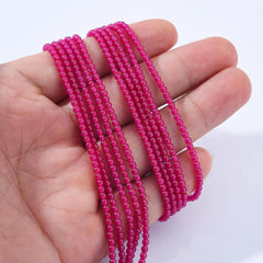 Real Genuine Natural Red Emerald Gemstone Beads, 2mm Round Beads May Birthstone 15.5" Strand, PRP1013