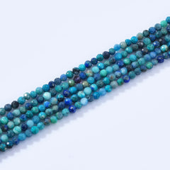 AAA Natural Azurite 2.3mm Faceted Round Beads, Laser Diamond Cut Blue Gemstone 15.5" Full Strand, PRP1014