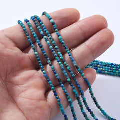 AAA Natural Azurite 2.3mm Faceted Round Beads, Laser Diamond Cut Blue Gemstone 15.5" Full Strand, PRP1014