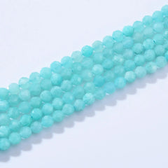 AAA Micro Faceted Natural Amazonite Round Beads, 4mm Laser Diamond Cut Gemstone 15.5" Full Strand, PRP1016