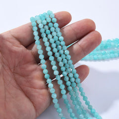 AAA Micro Faceted Natural Amazonite Round Beads, 4mm Laser Diamond Cut Gemstone 15.5" Full Strand, PRP1016