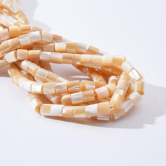 Loose Round Tube, Real Natural Round Mother Of Pearl MOP Shell Beads for Jewelry Making, 6x5mm, 1 Full Strand 15.5", PRP1017