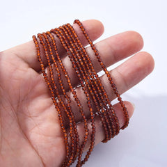 Natural Champagne Garnet Gemstone Round Micro Faceted Beads String 15.5 Inches Long 2.3mm for Jewelry Making and Crafting PRP1008