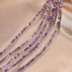 Genuine Natural Amethyst Loose Beads, Grade AAA Micro Faceted Round Shape, 2.5mm Full Strnd 15.5", PRP1009