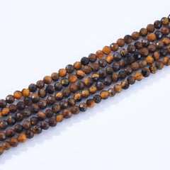 Faceted Tiger Eye Natural AAA Gemstone Round Bead 2.5mm Full Strand 15.5" PRP1010