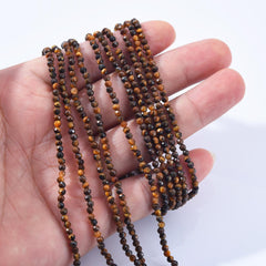 Faceted Tiger Eye Natural AAA Gemstone Round Bead 2.5mm Full Strand 15.5" PRP1010