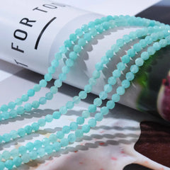 AAA Micro Faceted Natural Amazonite Round Beads, 4mm Laser Diamond Cut Gemstone 15.5" Full Strand, PRP1016
