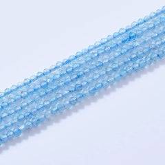 Micro Round Faceted Genuine Real Natural Blue Topaz Beads 1 Full Strand Loose Gemstone Healing Mini Seed Stone Beads 2mm PRP1012