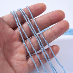 Micro Round Faceted Genuine Real Natural Blue Topaz Beads 1 Full Strand Loose Gemstone Healing Mini Seed Stone Beads 2mm PRP1012