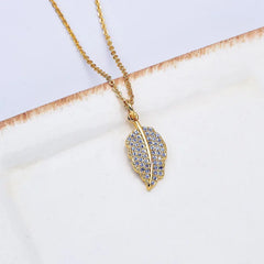 14K Gold Filled Micro Pave Cubic Zirconia Leaf Pendant Charm, Micro Pave CZ Leaf Pendant Charm, Gold Pendant, For DIY Jewelry, 20x10mm, CP1246