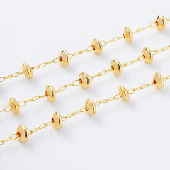 18K Gold Filled Disc Shape Chain by Foot, Cable Chain By Yard, Unfinished Chain, Wholesale Bulk Roll Chain, 5x3mm, CH327