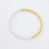 18K Gold Filled White Pearl Bracelet, Mother Of Pearl Beaded Bracelet, Gold Bead Bracelet, Stackable Bracelet, Gift for Her, BR069