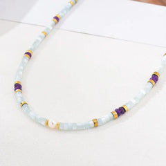 18K Gold Filled Bohemian Pearl Beaded Necklace, Mother Of Pearl Bead Necklace, Necklace for Women Jewelry, CH336