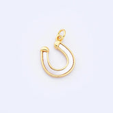 18K Gold Filled Dainty Horseshoe Charm, Mother Of Pearl Horseshoe Pendant, Horseshoe Charm for Necklace Bracelet Jewelry Making Supply CP2152