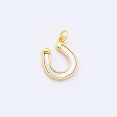 18K Gold Filled Dainty Horseshoe Charm, Mother Of Pearl Horseshoe Pendant, Horseshoe Charm for Necklace Bracelet Jewelry Making Supply CP2152