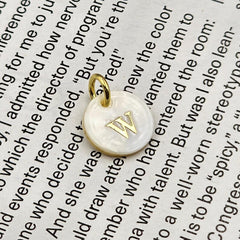 18K Gold Filled Mother of Pearl Alphabet Letter Charm, Natural Shell Pearl Initial Beads, Personalized Letter Charm for Necklace Bracelet Making, CP2138