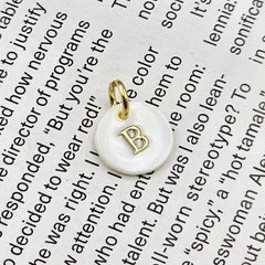 18K Gold Filled Mother of Pearl Alphabet Letter Charm, Natural Shell Pearl Initial Beads, Personalized Letter Charm for Necklace Bracelet Making, CP2138