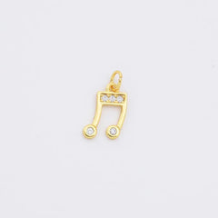 24K Gold Filled Music Note Charm, Music Note Pendant, Music Necklace, DIY, 15x8mm, CP411