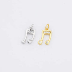 24K Gold Filled Music Note Charm, Music Note Pendant, Music Necklace, DIY, 15x8mm, CP411