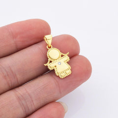 24K Gold Filled Boy and Girl Charm, CZ Micro Pave Pendant, Kids Charm for Necklace Bracelet Jewelry Making Supplies, 18x14mm, CP1145